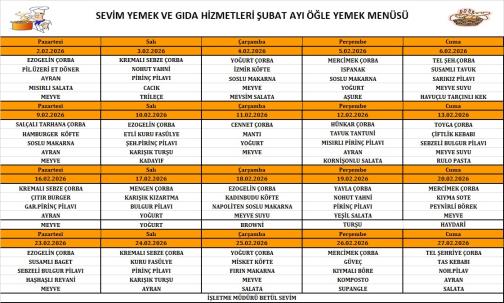 Genç Sultan Koleji Kayseri Özel Okul ilkokul Ortaokul Anadolu Lisesi - Yemek Listesi