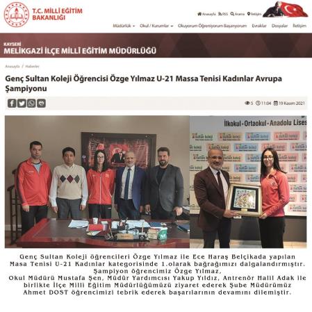 Şampiyon öğrencimiz Özge Yılmaz,..